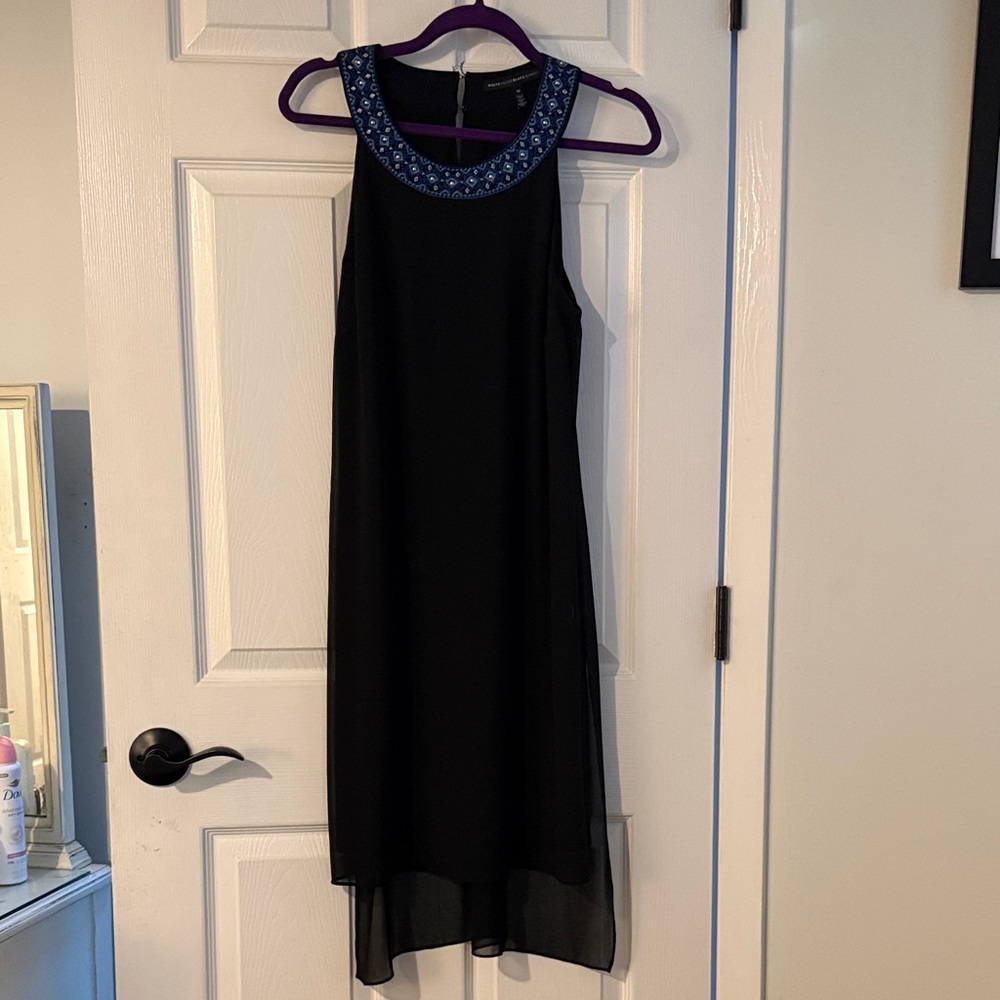 White House Black Market Black Dress with Blue Accents